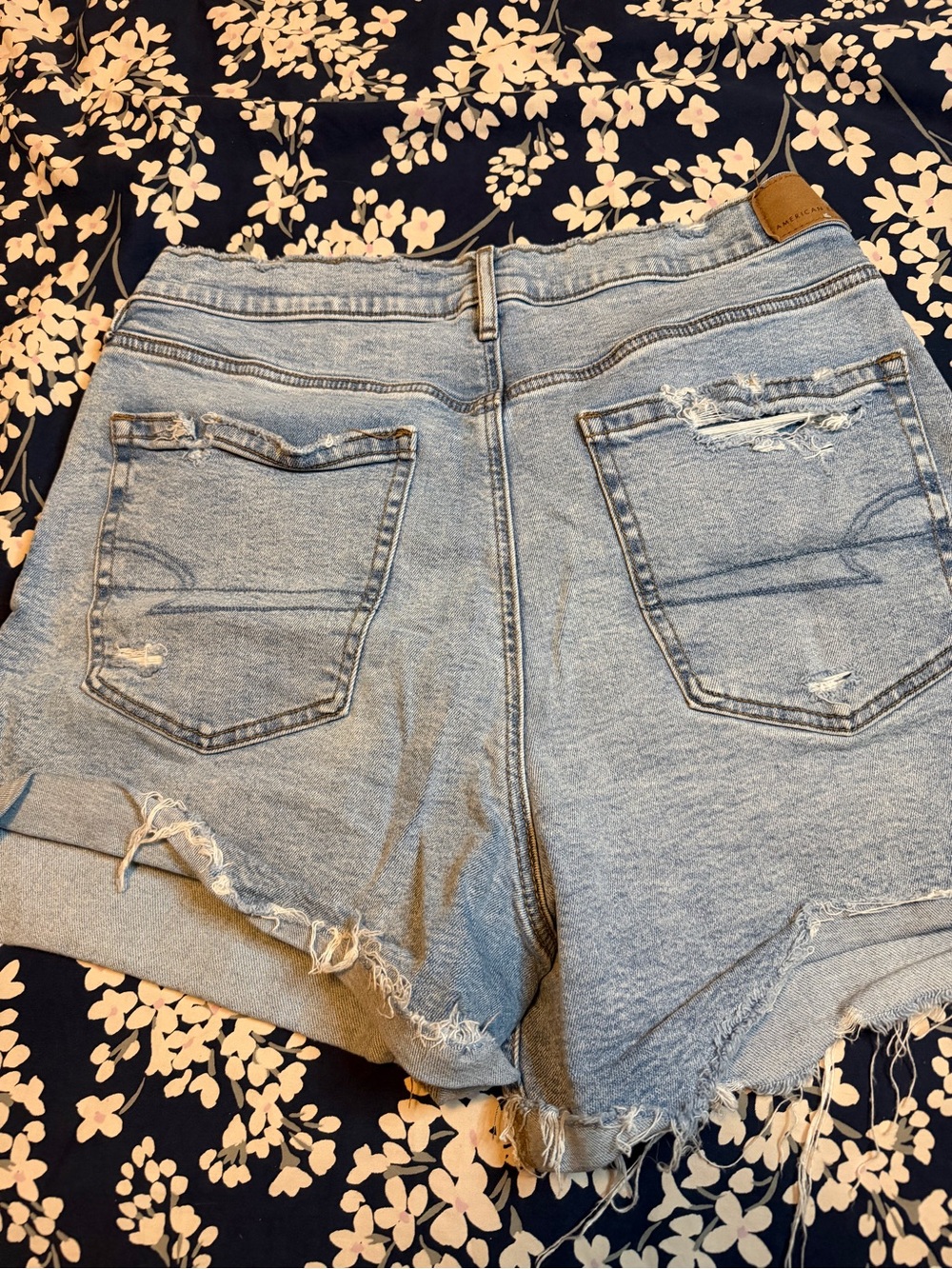 American Eagle Outfitters Light Blue Distressed Denim Cutoff Shorts